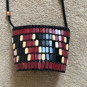 Beaded black, red , tan purse , great condition never used